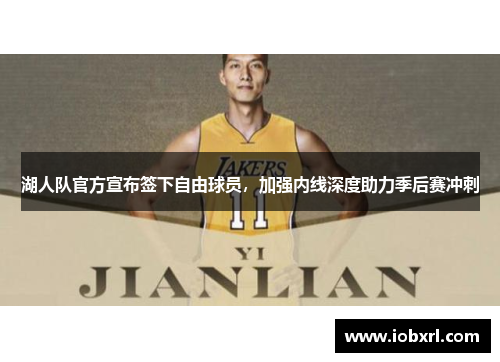 湖人队官方宣布签下自由球员，加强内线深度助力季后赛冲刺